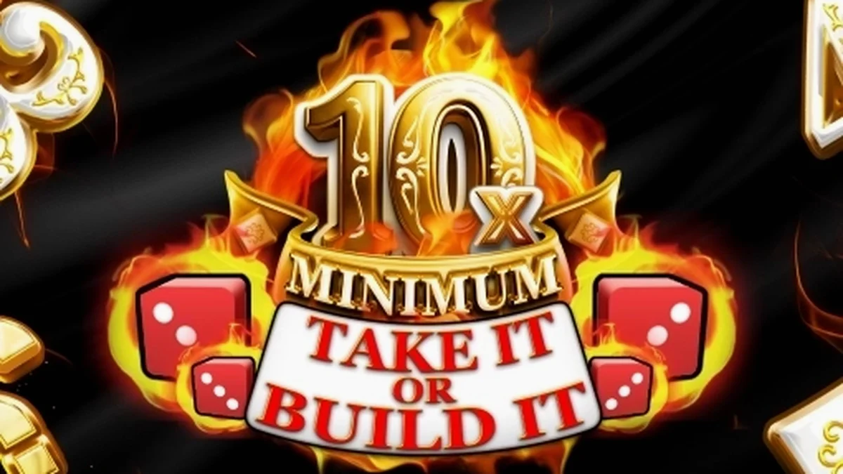 Tampilan layar mesin slot 10x Minimum Take It or Build It dengan desain klasik